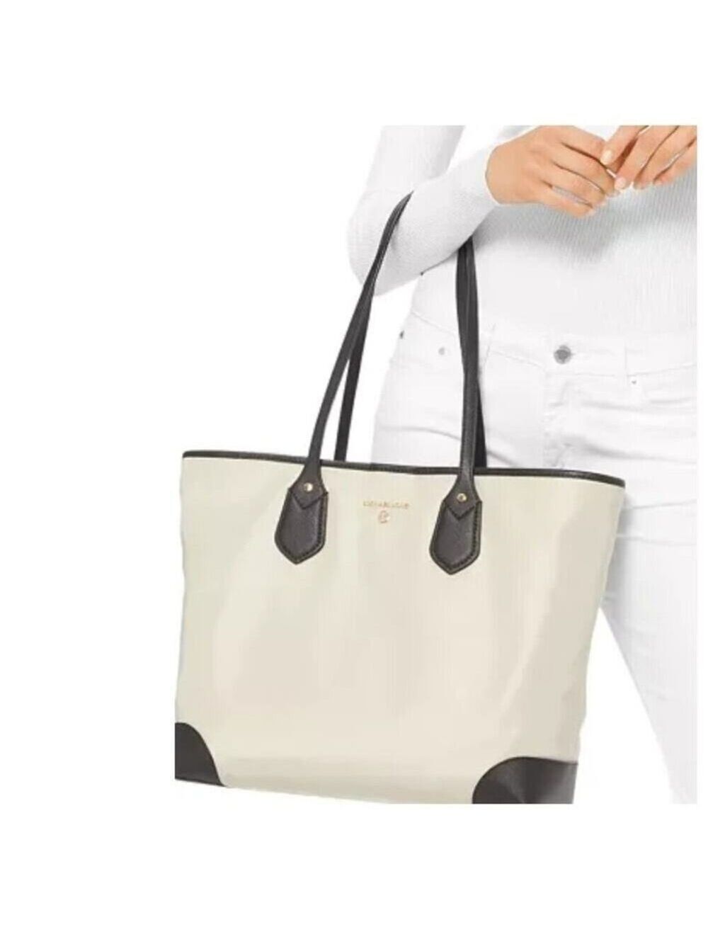 Michael Kors Large Eva Tote Bag Nylon Light Sand Black